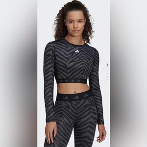 Adidas Hyperglam Techfit Cropped Long Sleeve Top Size S
